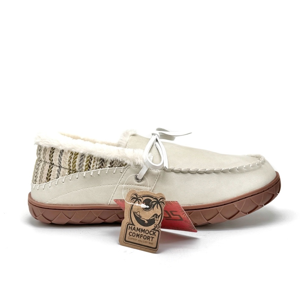Flojos Gracias Slippers Faux Leather Ivory Size 9